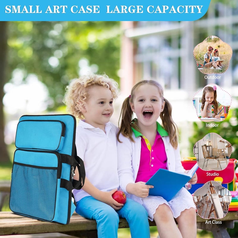 TreochtFUN Art Portfolio For Kids Artwork, Artist Bag Organizer 15x18 In For Children Drawing Lesson,A3 artist Backpack Storage Sketchbook,Drawing Pencil,Artwork Set.Empty art case(Blue) - Image 5